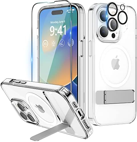 Niunisi Magnetic Case para iPhone 14 Pro Case com protetor de tela, compatível com magsafe de choque translúcido