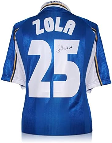 Memorabilia exclusiva Gianfranco Zola assinou o Chelsea 1998 Jersey de futebol da Copa da Europa