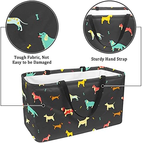 Cesta de compras reutilizáveis ​​Dachshund Dalmácia Terrier Terrier portátil dobrável Picnic Grocery Bags