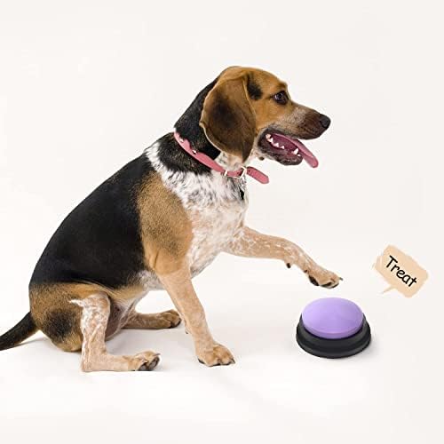 Botão de gravação de voz, botões de cachorro para comunicação para animais de estimação campainha, 30 segundos recorde e reprodução, presente engraçado para o escritório de estudo Home 4 pacotes