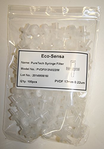 Eco-Sensa® PVDF 13mm 0,22um Filtro de seringa com alojamento pp- 100 pcs