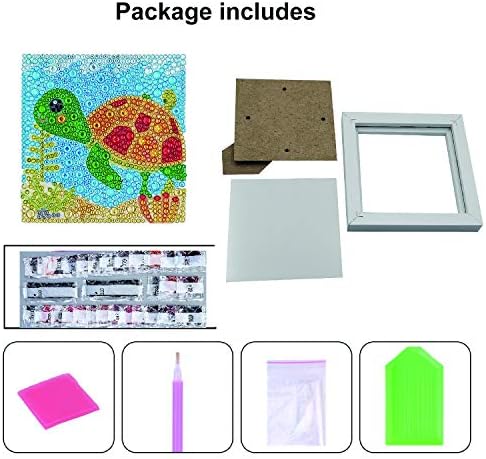 Parnarzar easy 3d diamante pintando tartaruga para crianças, kits de artesanato de arte para iniciantes