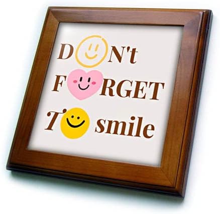 3drose emoji com texto de não se esqueça de sorrir - ladrilhos emoldurados