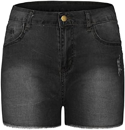 Shorts de cintura alta para mulheres para calças deminactadas de verão, jeans de bainha de barra de