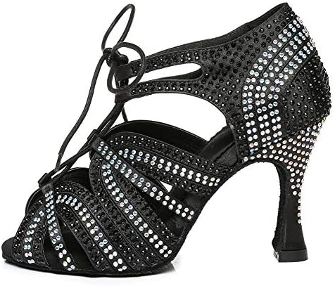 Tinrymx Latin Ballroom Sapatos de dança Mulheres shinestone com salsa bachata Sapatos de dança de casamento de