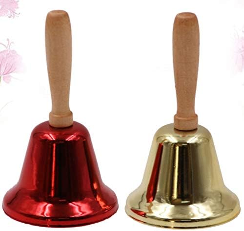 Handbells Small Bell Santa Papai Noel Handbells Handbells lida de madeira preta Bells Handbells Aço Sinos