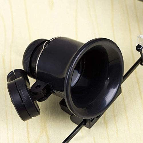 20x óculos Tipo Double Olhe Binocular Mensagem de Reparador de Relógio Magnificador Com duas luzes LED ajustáveis ​​- Black