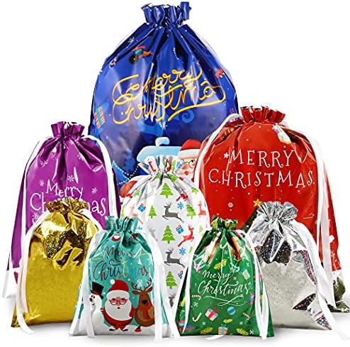 Cacoe Christmas Drawstring Sacos de presente em massa com etiquetas, sacos de embrulho de presentes de Natal 30