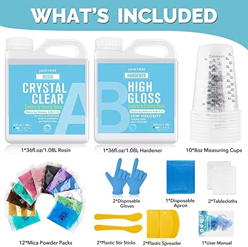 72 onças Crystal Clear Epoxy Resina Kit Casting e revestimento para tampos de mesa do rio, resina de