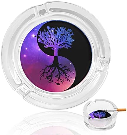 Galaxy Yin Yang Bonsai Tree Glass Ashtrays Round Ash Bandey Caso bonito do porto de cinzas para decoração