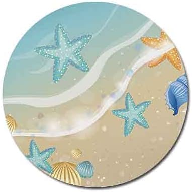 Azul Starfish e Sandy Beach Round Coaster Conjunto de bebidas - feita de tecido de poliéster e montanha