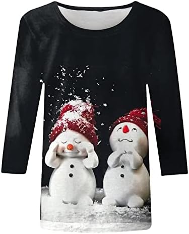 Camisas de manga comprida para mulheres de Natal de Natal, moletons de túnicos de túnica de