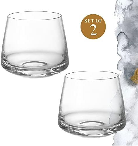 Conjunto de 2 óculos de uísque - 12 onças. Vidro Scotch & Bourbon-Cristal sem chumbo à mão para