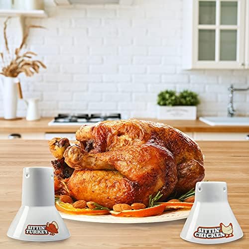 Sittin 'Chicken & Turkey Cerâmica Cerâmica Caçada Roaster e Pacote de Combos para Vapor- Infundir