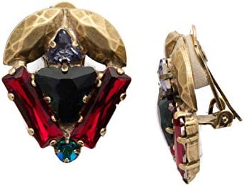 Brincos de clipes de Sorrelli Jeyne, acabamento em tons de ouro antigos, tons de jogo de jóias