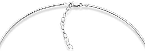 Miabella 925 Sterling Silver Italian 2mm ou 2,5 mm Dome sólido Omega Link Chain Colar para mulheres 16+2
