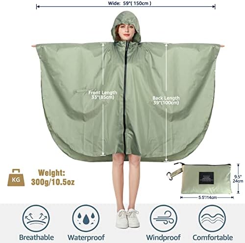 Anyoo Rain impermeável Poncho Poncho leve reutilizável casaco com capuz para atividades ao ar livre