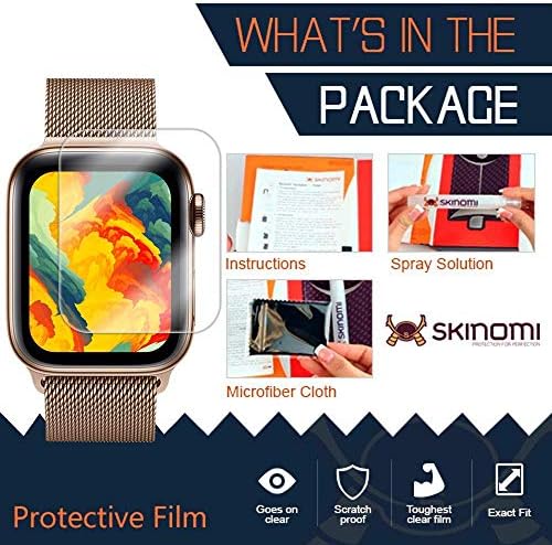 Skinomi Techskin [6-Pack] Protetor de tela transparente para Apple Watch Series 4 Anti-Bubble HD TPU FILM