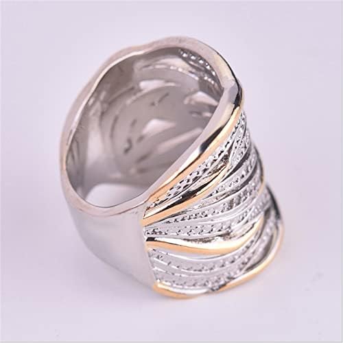 2023 Novo novo criativo banhado duas cores reais anel de zircão de ouro feminino anéis de noivado