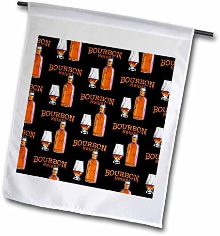 Design de bebida engraçada 3drose, o bourbon ajuda de uma garrafa de uísque e vidro. - Bandeiras