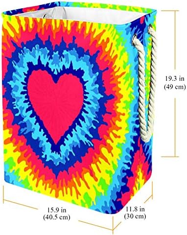 Indomer Heart Love Rainbow Tie Dye 300D Oxford PVC Roupas à prova d'água cesto de roupa grande para