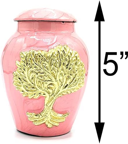 Urnas de cremação rosa para cinzas machos adultos/fêmeas -Urnas decorativas de estilo 3D, de estilo 3D, com um saco de veludo -5 de cremação de alumínio pequena para funeral para o animal de estimação ou as cinzas humanas pequenas urna