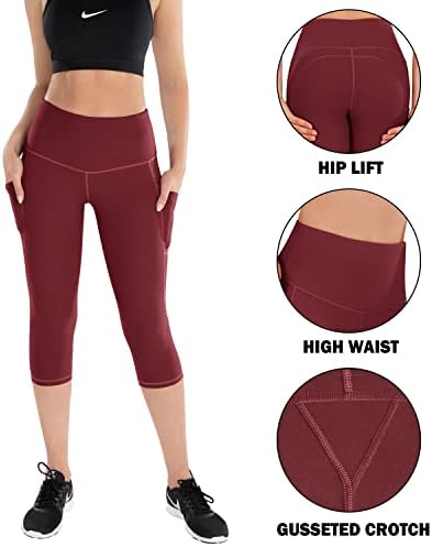 Perneiras de cintura alta com bolsos para mulheres: Lifesky Tummy Control Buttery Soft Athletic Workout Butt