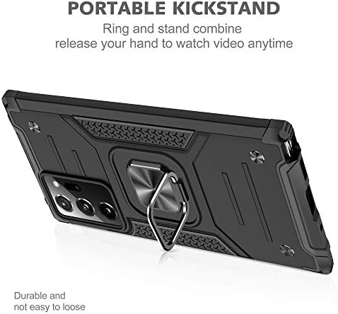YMHXCY Galaxy Note 20 Caixa Ultra 5G com protetor de tela curva 3D, estojo de grau de armadura com suporte rotativo Kickstand não deslizante