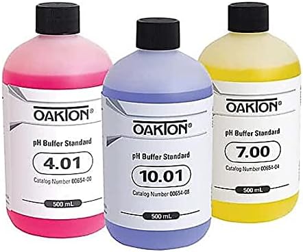 Oakton WD-05942-10 Pacote de tampão de calibração de Oakton, 500 ml de garrafa de 4,01, 7,00 e 10,00 padrões