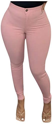 Calça de calça LatINDAY para mulheres, mulheres de moda Multicolor Elastic Solid Leggings calças