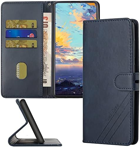 Gyhoya Compatível com a caixa da carteira Samsung Galaxy S23 Plus, Galaxy S23 Plus Flip Folio Case com titulares de cartão Kickstand Recurso de choque de choque para Samsung S23 Plus Blue Matte Blue