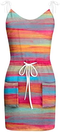 Vestidos de sol femininos de verão tie casual tie-dye impressão solta mangas mangas vestidos de decote em