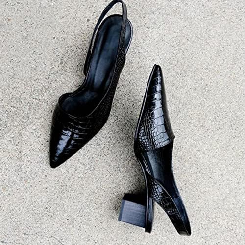 Sapatos femininos sexy retro elegante e elegante em couro pontudo de ponta de salto médio salto salto sandálias