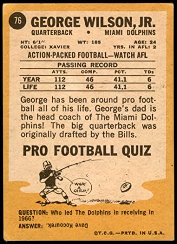 1967 Topps 76 George Wilson Miami Dolphins VG Dolphins Cincinnati