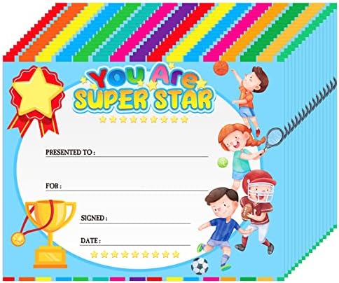 PETCEE 30PCS Jardim de infância Certificados de prêmios Star Star for Kids Back to School Rewards para estudantes