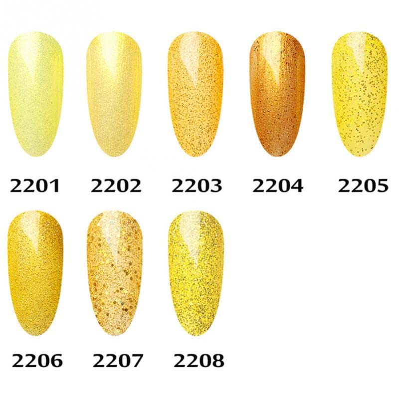 8 cores 7ml série de glitter amarelo esmalte esmalte polonês diy gel uv unhas unhas