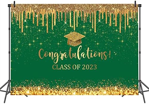 Mocsicka Green e Gold Graduation Cenário Parabéns Classe de 2023 Antecedentes de fotografia