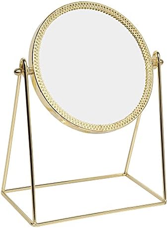 Longsheng - Desde 2001 - espelho de maquiagem espelho de uma face de face vintage 360 ​​° Rotação de metal espelho cosmético Round Beauty espelho artesanal espelho maquiagem