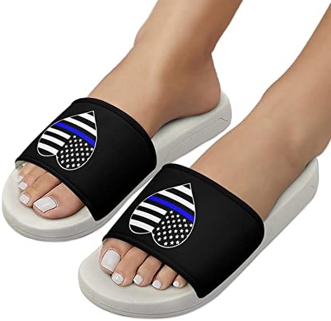 Police Blue Line USA Flag House Sandals Ofn Slip Aberta dos dedos dos dedos do pé para massagem Banho