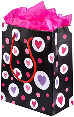 Joyin 12 PCs Papel Sacos de presente com papel de seda para o Dia dos Namorados em 6 designs temáticos