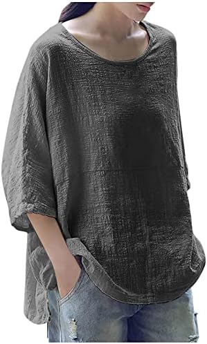 Tampas leves de tamanho plus tampa para mulheres redondas no pescoço 3/4 blusa de manga sólida camisetas