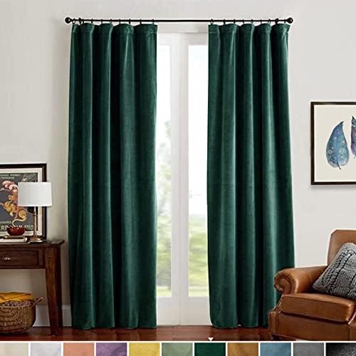 Cortinas de blackout de veludo lazzzy cortinas isoladas térmicas esmeralda verde 84 polegadas