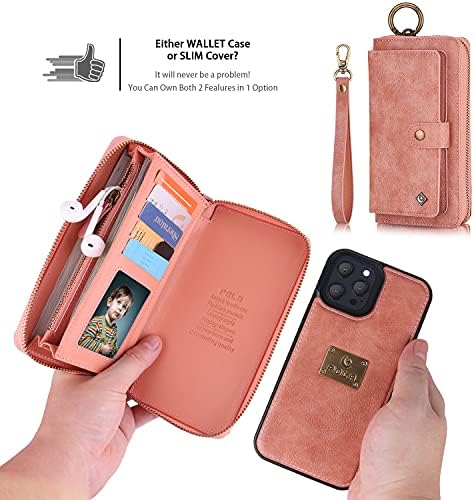 Wintming Compatível com o iPhone 14 Pro Max Wallet Case Magnetic Deatacable Cheatra Case com capa