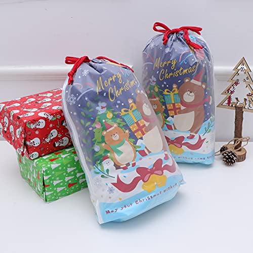 ABAODAM 10PC Christmas Double- Deck Sacos de doces de cordão de Natal Bolsa de presente tema Bolsa criativa Bolsas