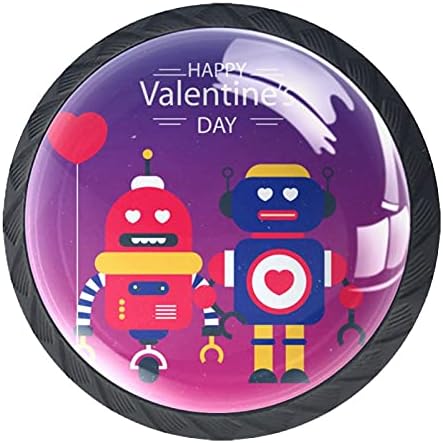 Gaveta redonda de Tyuhaw Puxa Handle Happy Valentine Day Robot Love Printing com parafusos para