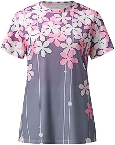 Verão feminino manga curta cola de pescoço de pescoço estampado top t camisetas camisetas casuais