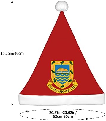 Brasão de armas de zaltas do chapéu de natal tuvalu para adultos e confortáveis ​​chapéus de Papai Noel para materiais de festas de férias de ano novo de Natal
