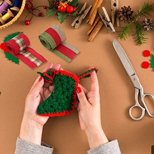 2 rolos fitas de pano prático fitas DIY Fitas de presentes embalando fitas de decoração de natal Presentes