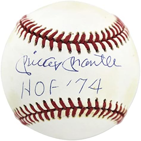 Yankees Mickey Mantle 'Hof 1974' assinado OML Baseball PSA/DNA D65762 - Bolalls autografados
