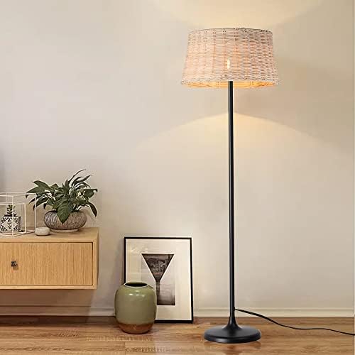 Sunllok Boho Rattan Floor Lamp para sala de estar, abajur de bambu industria